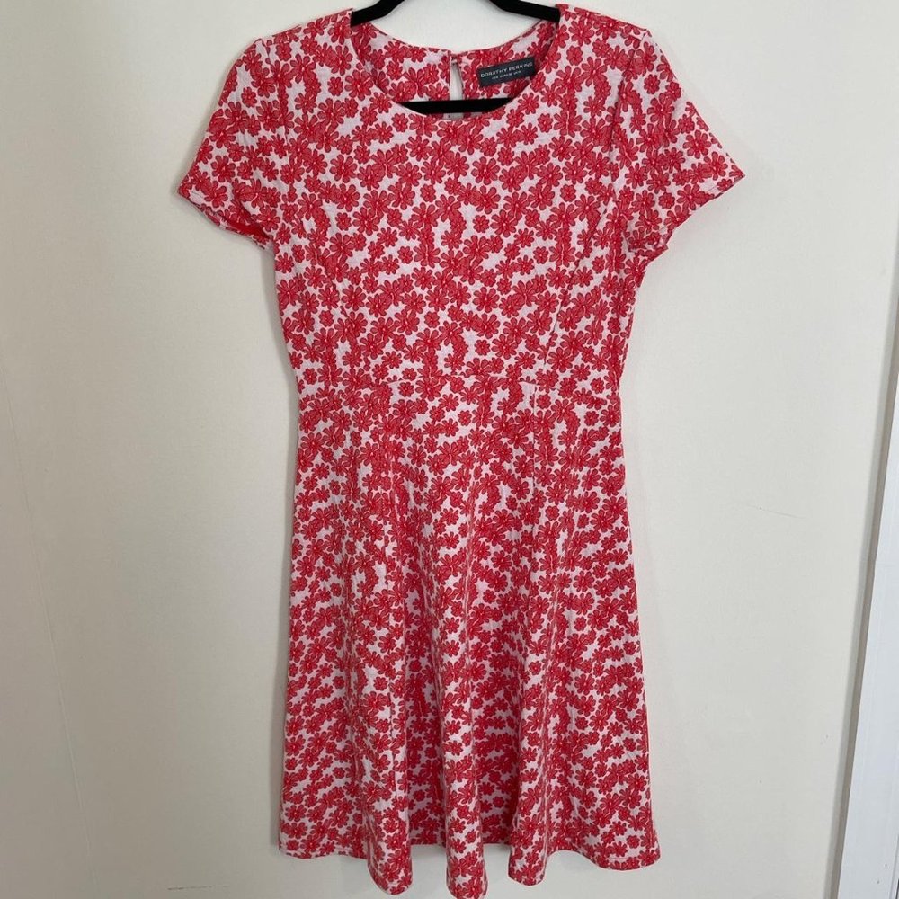 Dorothy Perkins White & Red Orange Floral A-Line Midi Dress